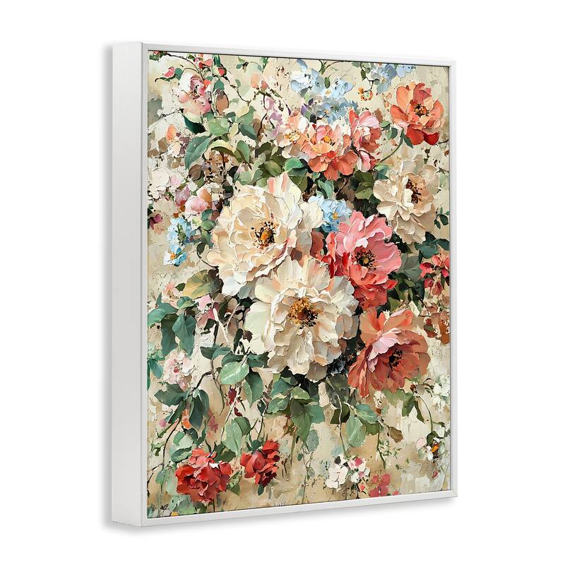 Stupell Aged Abstract Flowers Framed Giclee Art Design By Franklyn Gregory