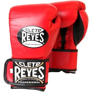 Cleto Reyes Lace Up Hook and Loop Hybrid Boxing Gloves - Red - Bed
