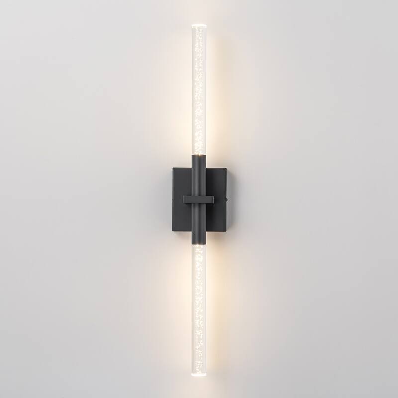 1-Light Modern Linear Black/Gold Integrated LED 3000K Warm Light Bathroom Vanity Light Bar - 4.3 in. W x 27.5 in. H x 3.7 in. D