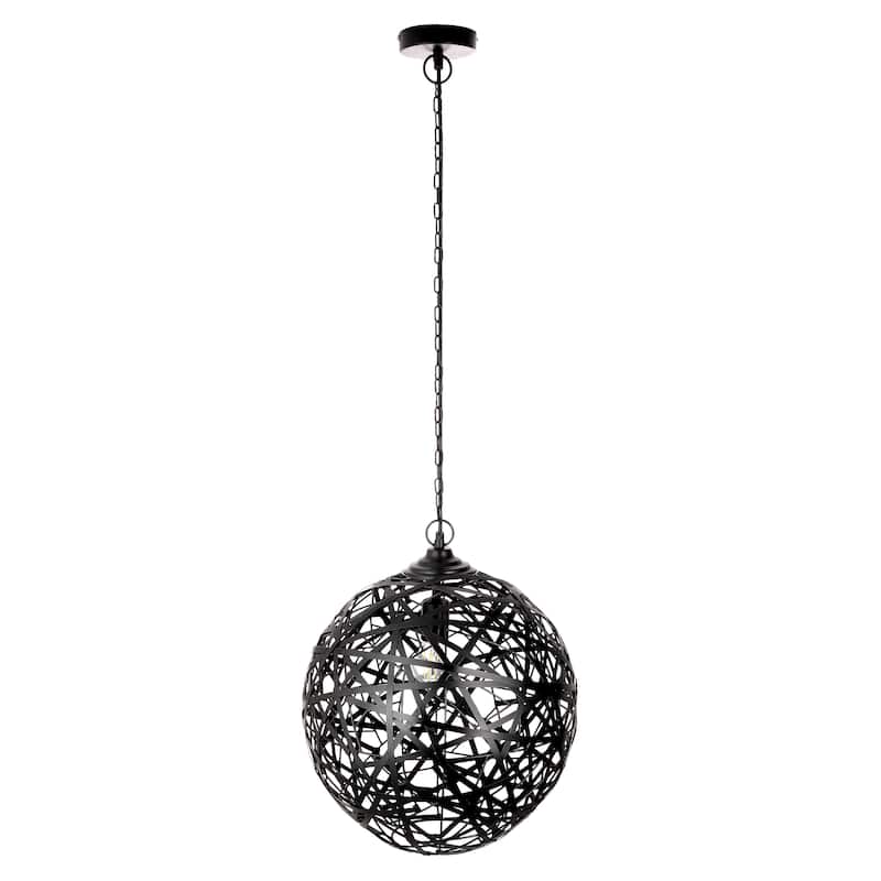 Keanu River of Goods Black Glam Abstract Cutout Metal Pendant Light with Adjustable Hanging Cord - 16.25" x 16.25" x 17.5/76.5"