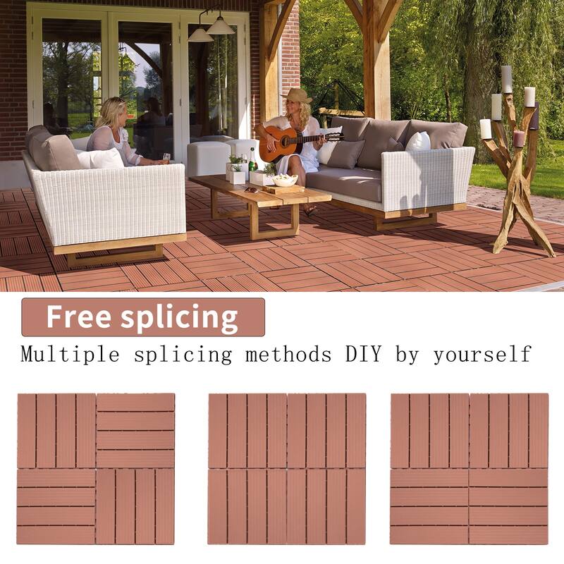 Plastic Interlocking Deck Tiles, 12.00"x12.00"(Pack of 44), Patio Flooring Outdoor Waterproof All Weather Use