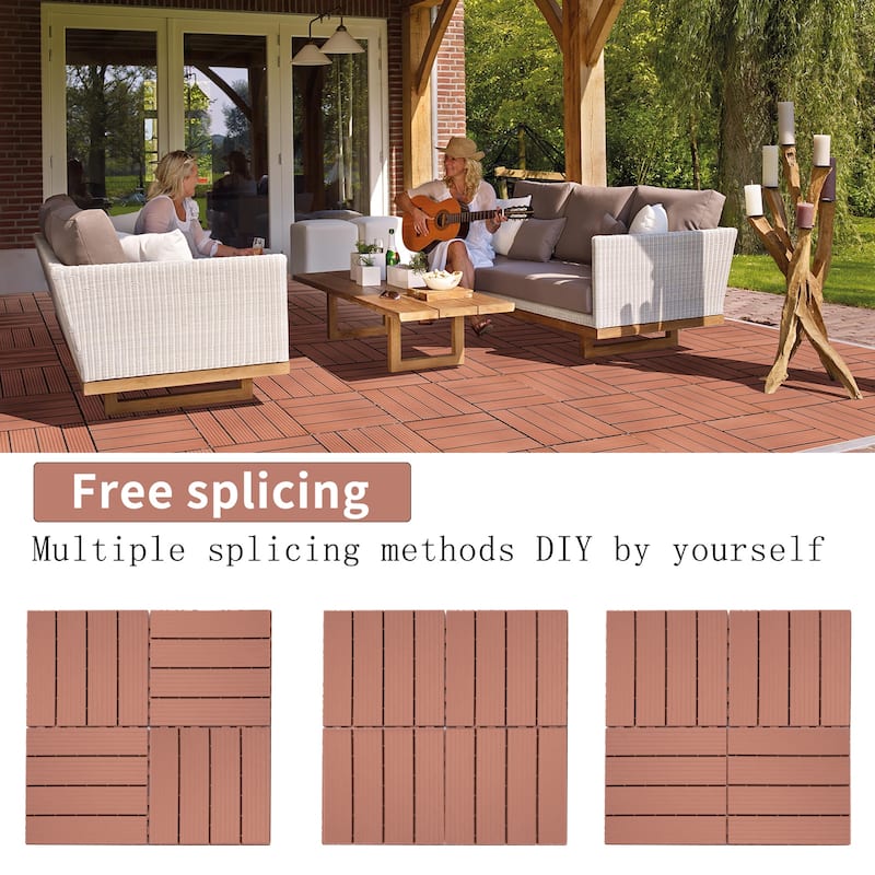 Plastic Interlocking Deck Tiles, 12.00"x12.00"(Pack of 44 ), Patio Flooring Outdoor Waterproof All Weather Use for Garden