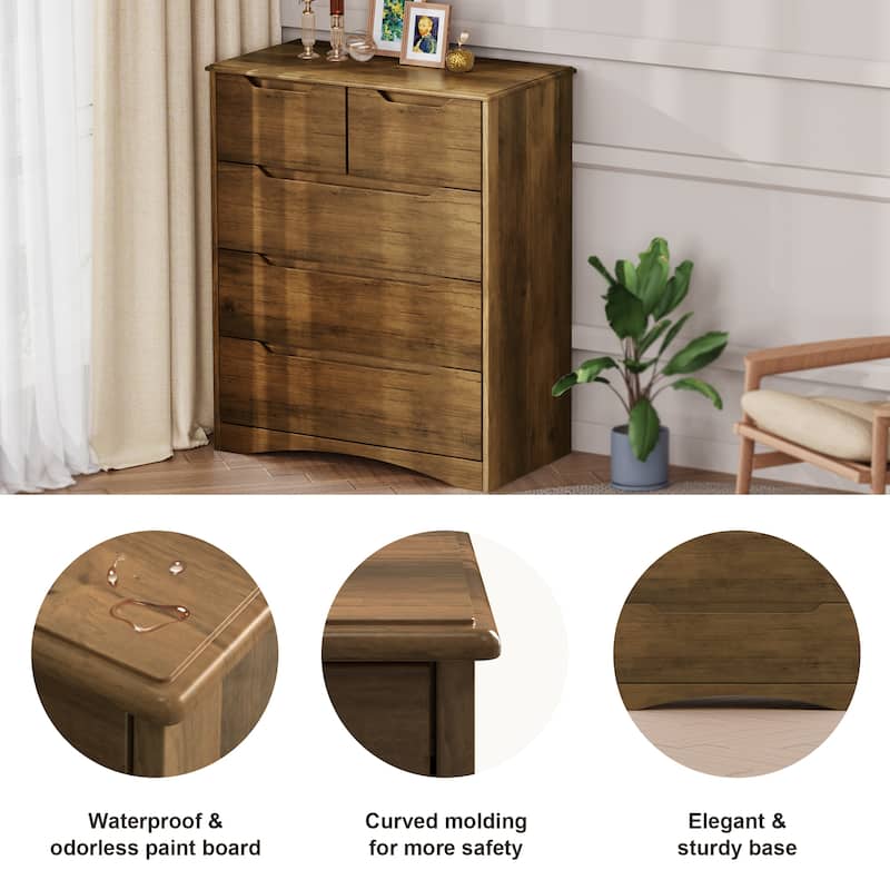 37 “ Tall Modern 5 Drawer Chest of Drawers Dresser Organizer, Vertical Clothes Storage Hanging Cabinet for Hallway, Bedroom