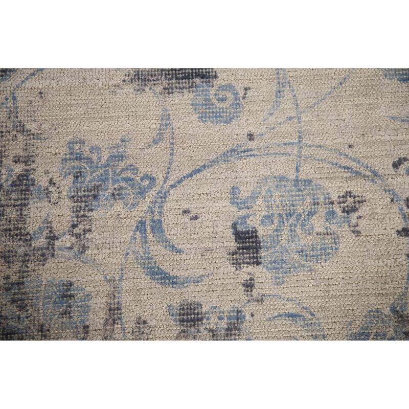 Ivory Abstract Rug Hand-Knotted Wool Carpet - 7'9"x 9'8"