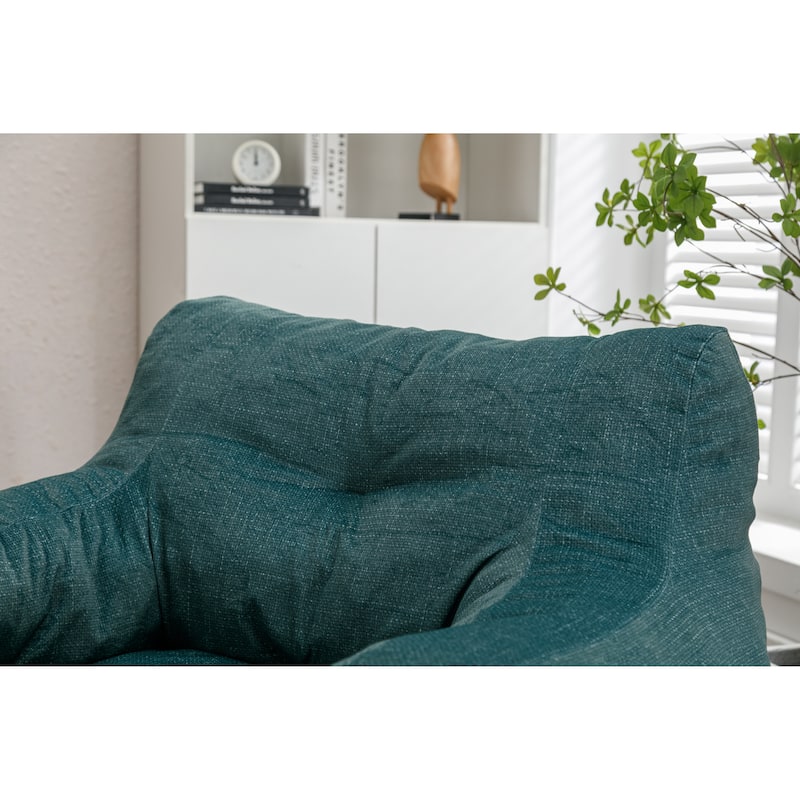 Soft Cotton Linen Fabric Bean Bag Chair Filled With Memory Sponge,Blue
