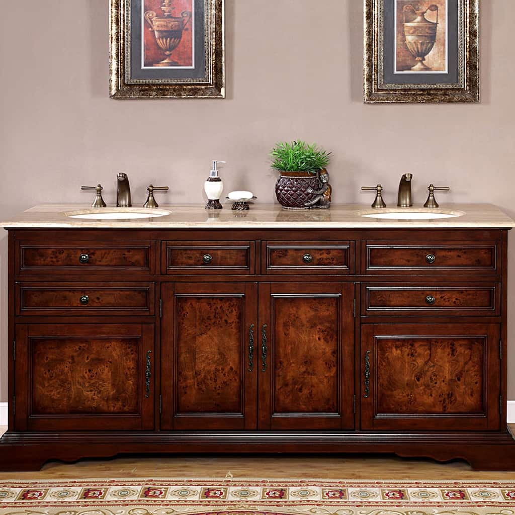 Silkroad Exclusive Watsonville 72-inch Double Sink Bathroom Vanity