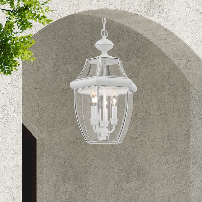Livex Lighting3-light White Outdoor Chain Lantern, 2355-03 - 12.5" Dia. x 21" H