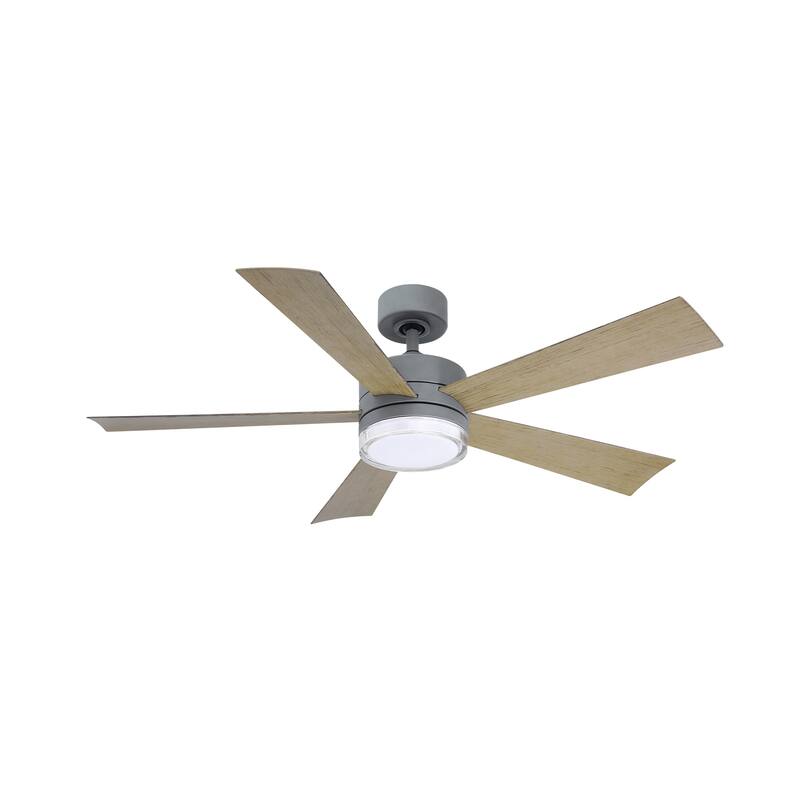 Wynd 52 Inch Five Blade Indoor / Outdoor Smart Ceiling Fan with Six Speed DC Motor and LED Light.