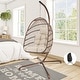 preview thumbnail 39 of 53, Oversized 1-Person Foldable Hanging Egg Chair - Wicker Swing Chair with Stand, Portable for Indoor Outdoor Patio Brown/Cover