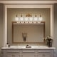preview thumbnail 3 of 8, Modern Glam 6-light Bathroom Vanity Light with Crystal Shade - 44 inches