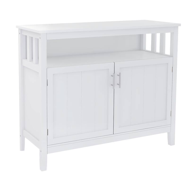 Anmytek White Kitchen Storage Sideboard Buffet Server Cabinet with Open Shelf and Adjustable Storage