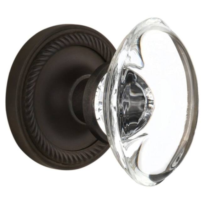 Nostalgic Warehouse Oval Clear Crystal Solid Brass Single Dummy Door - Oil-Rubbed Bronze