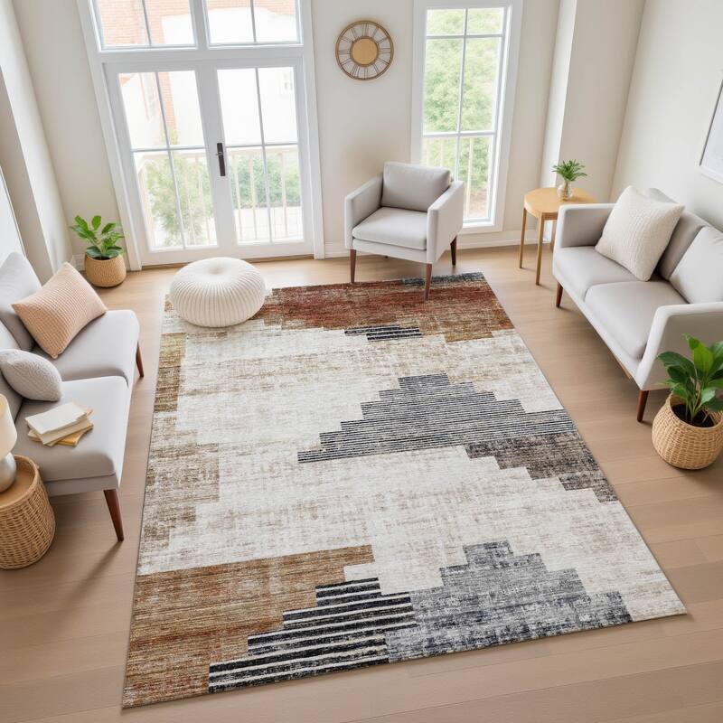 Premium Washable Super Soft Geo Global Mayfield Rug