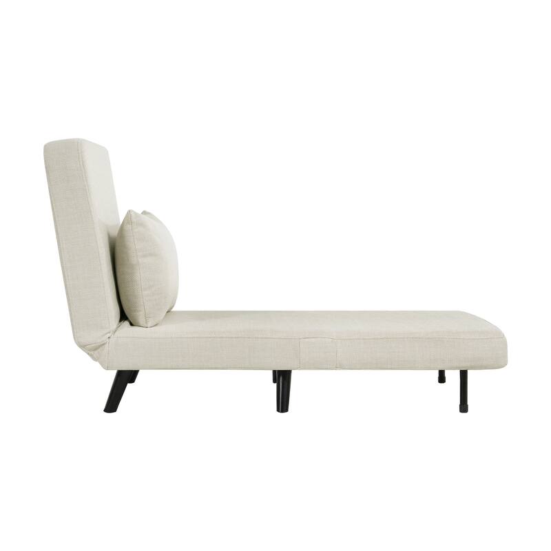 3 in 1 Foldable Linen Chaise Lounge with Adjustable Backrest, Footrest & Detachable Pillow, Convertible Chair Bed, Accent Chair
