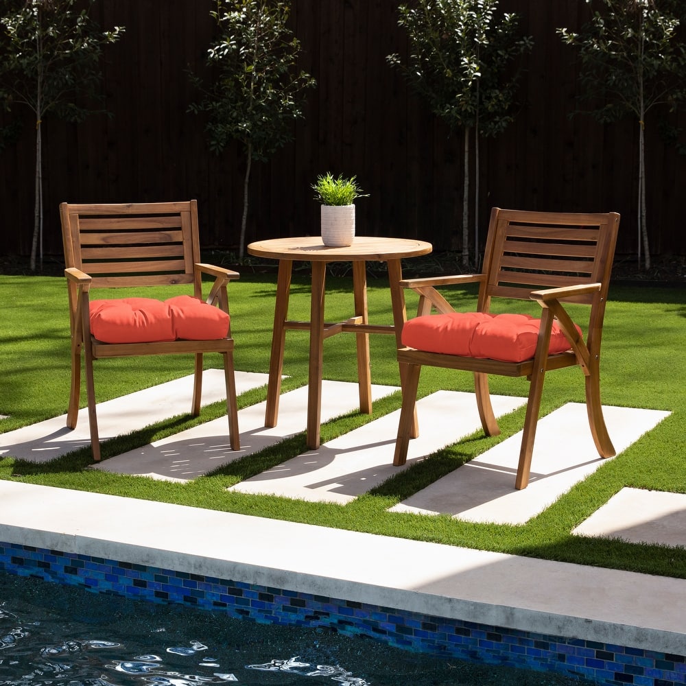 Sorra Home Sunbrella Tufted Chair Cushion Round U-Shaped Back 19 x 19 x 3" (Set of 2)