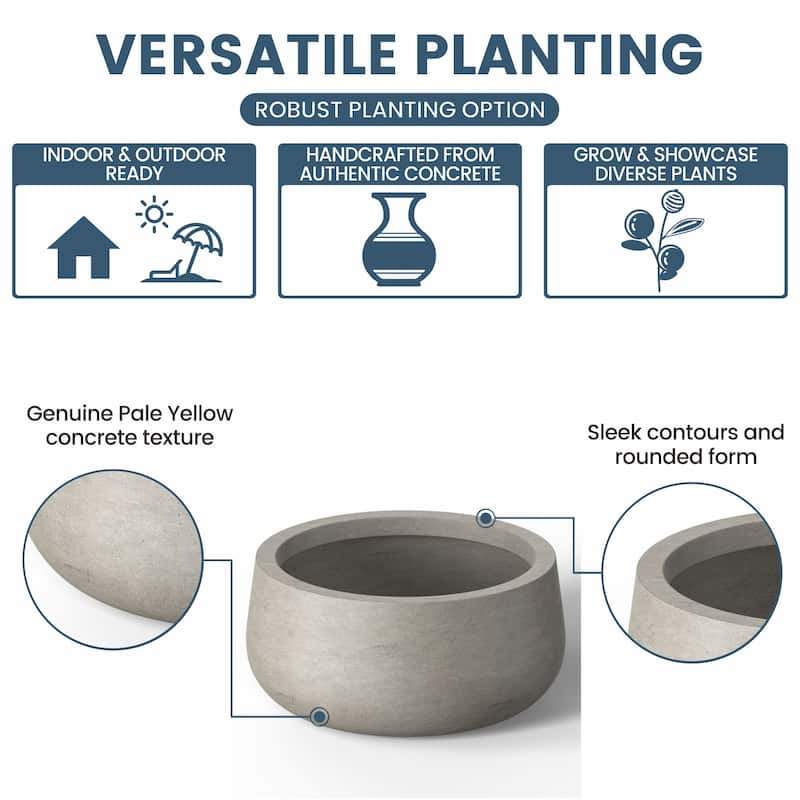 Tall Concrete Round Plant Pots / Large Indoor and Outdoor flower Planters