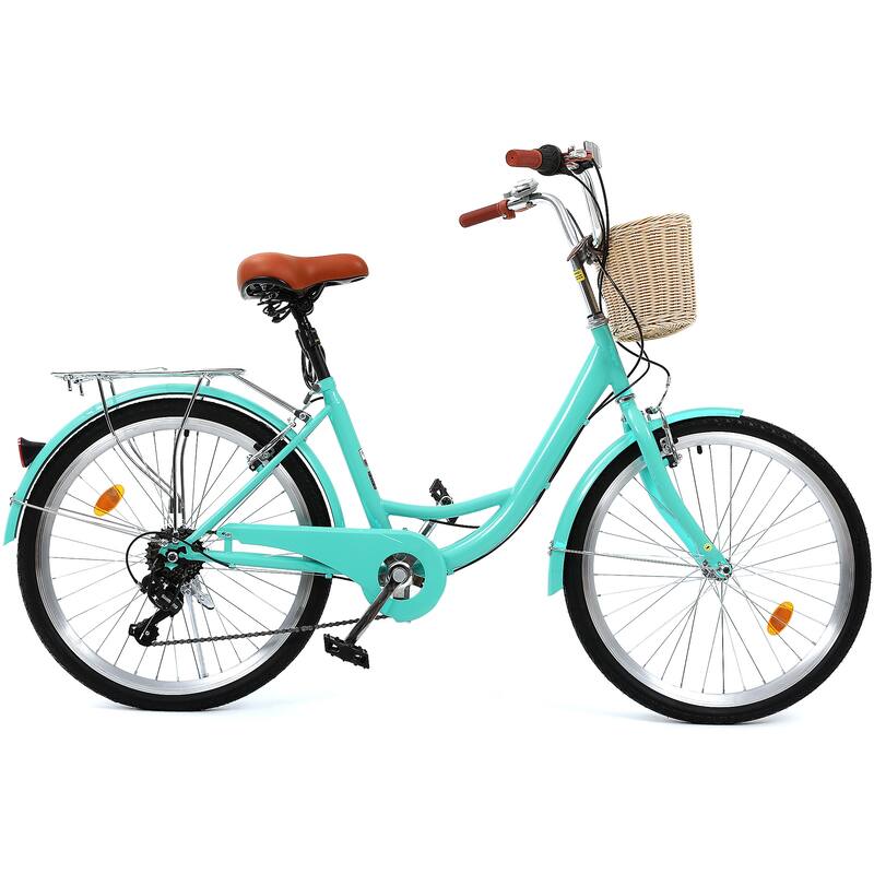 Moasis24/ 26" 7-speed Cruiser Bike Adjustable Step Through Bike Commute Bike Bicycle - 26" - Green