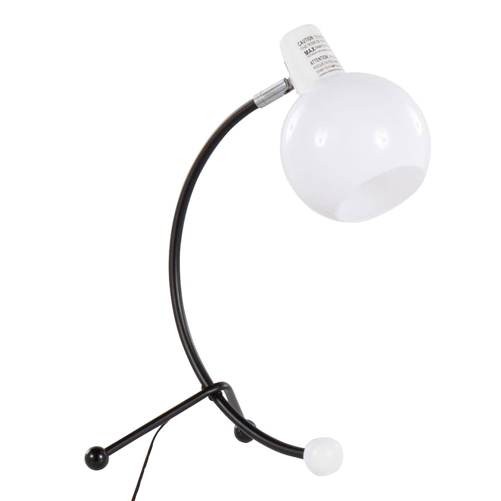 Contemporary Task Lamp in Black Metal and White Plastic Shade by LumiSource