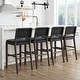 preview thumbnail 44 of 58, Nathan James Cohen Faux Leather Counter or Bar Height Stool, Solid Wood Frame with Footrest and Woven Leather Back Set of 4 - Black - Bar Height