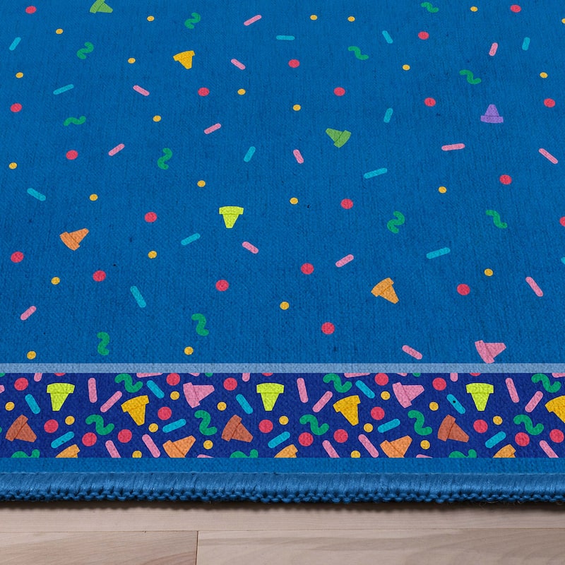 Crayola Confetti Blue Retro Area Rug By Well Woven