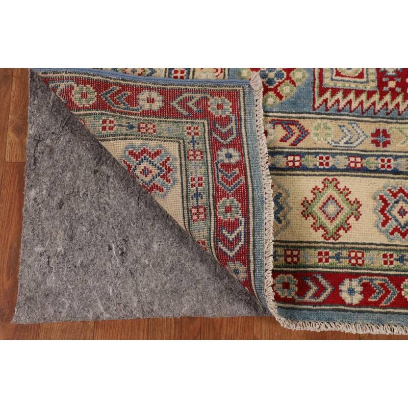 Blue Kazak Oriental Area Rug Handmade Floral Wool Carpet - 4'11" x 6'10"