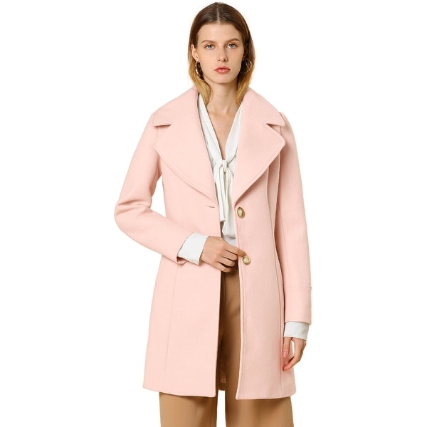 Women's Elegant Notched Lapel Button Single Breasted Winter Coat. Opens flyout.
