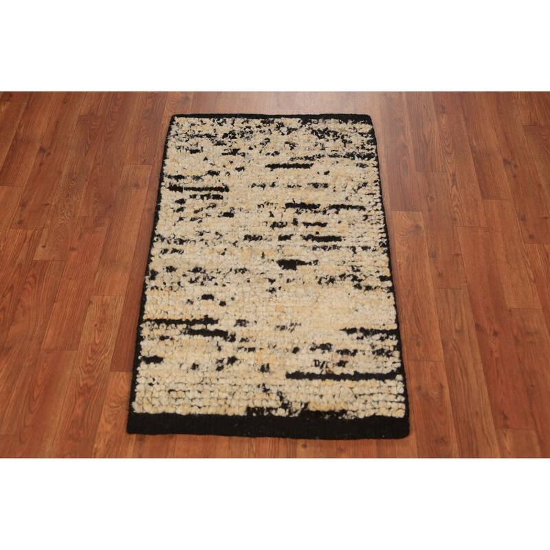 Abstract Moroccan Indian Accent Rug Handmade Wool Carpet - 2'0"x 3'0"