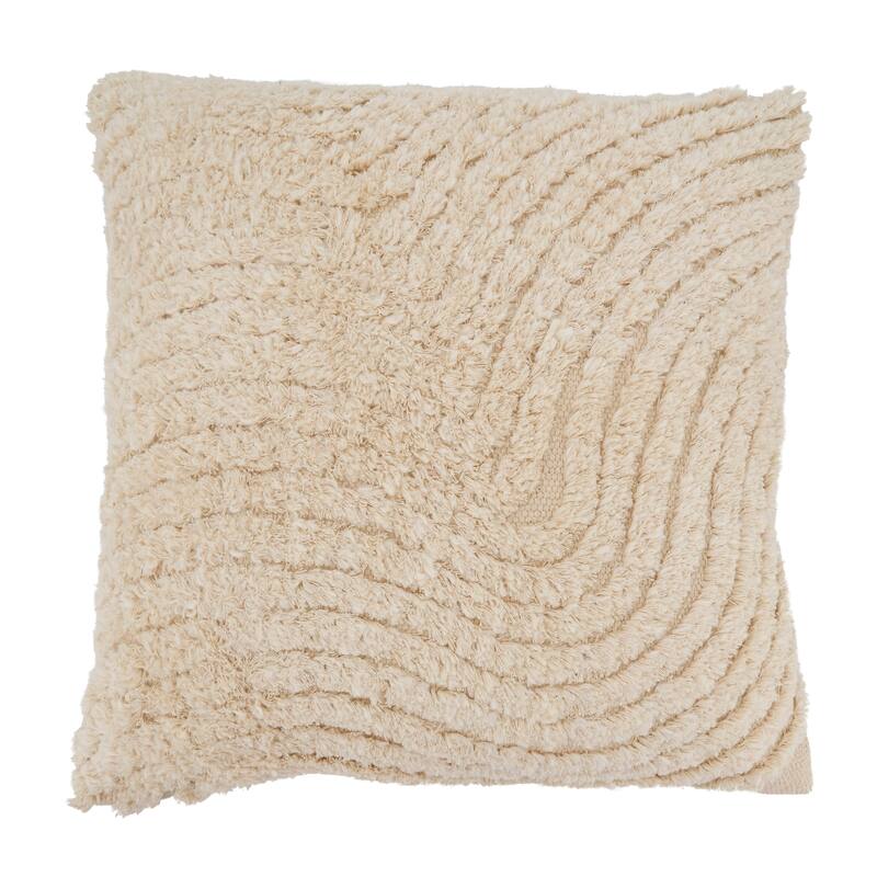 Wavy Bliss Tufted Throw Pillow - 20"x20" - Feather Down - Natural