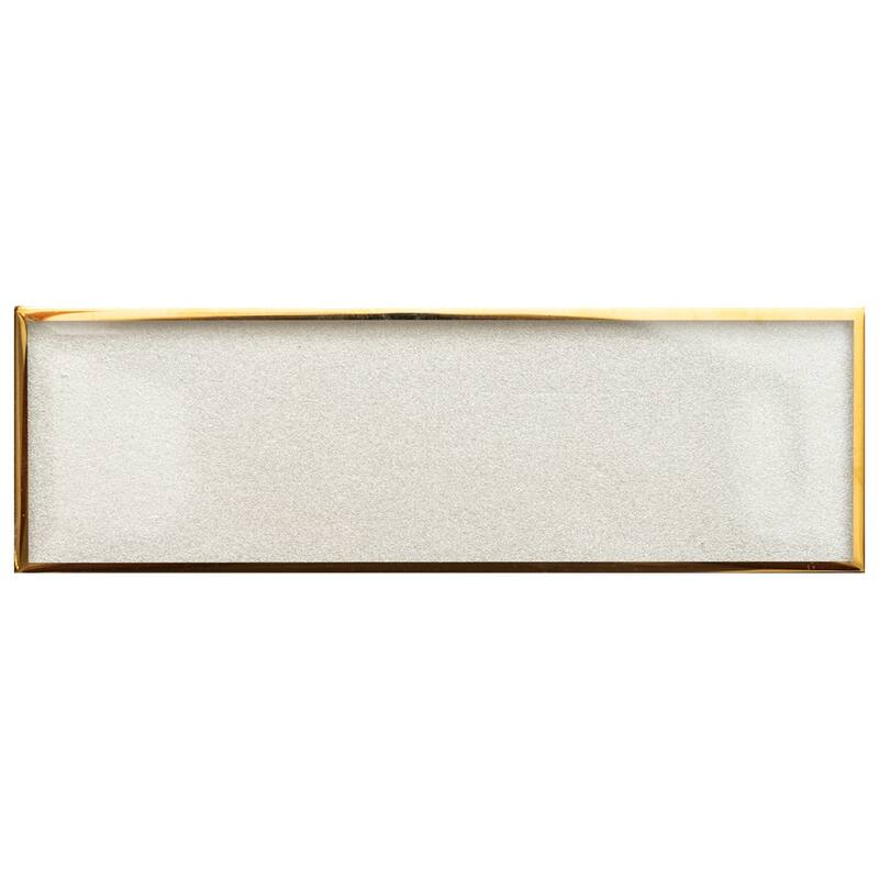 The Tile Life Athena 2x6 White/ Gold Brick Glossy Glass Mosaic Tile for Backsplash & Walls