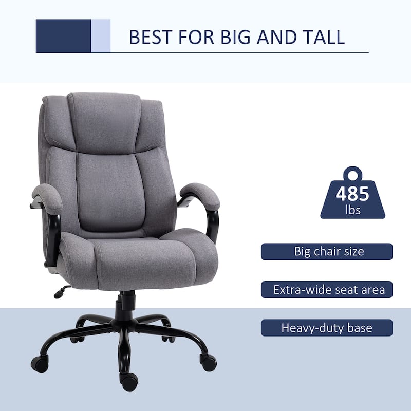 Vinsetto Big and Tall Executive Office Chair High Back Computer Desk Chair Ergonomic Swivel Chair with Linen Fabric