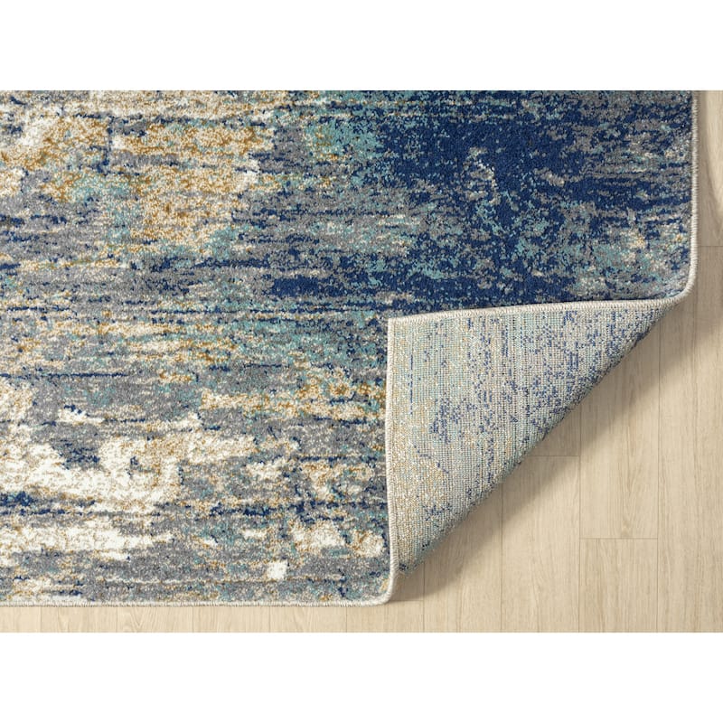 Milan Collection Abstract Blue Area Rug