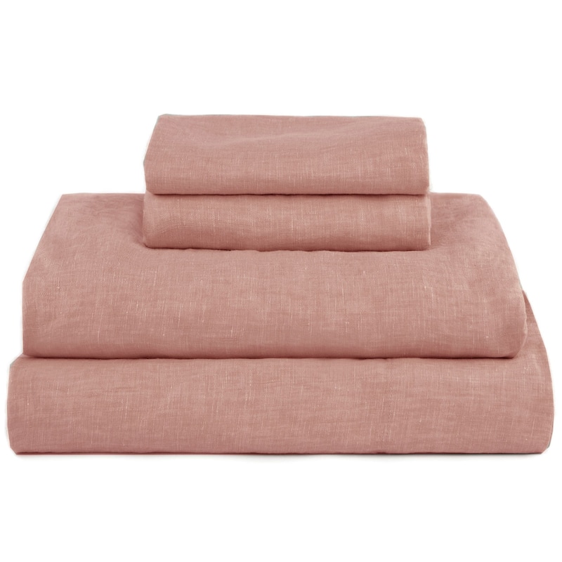 100% French Linen Sheet Set by BOKSER HOME - King - Clay