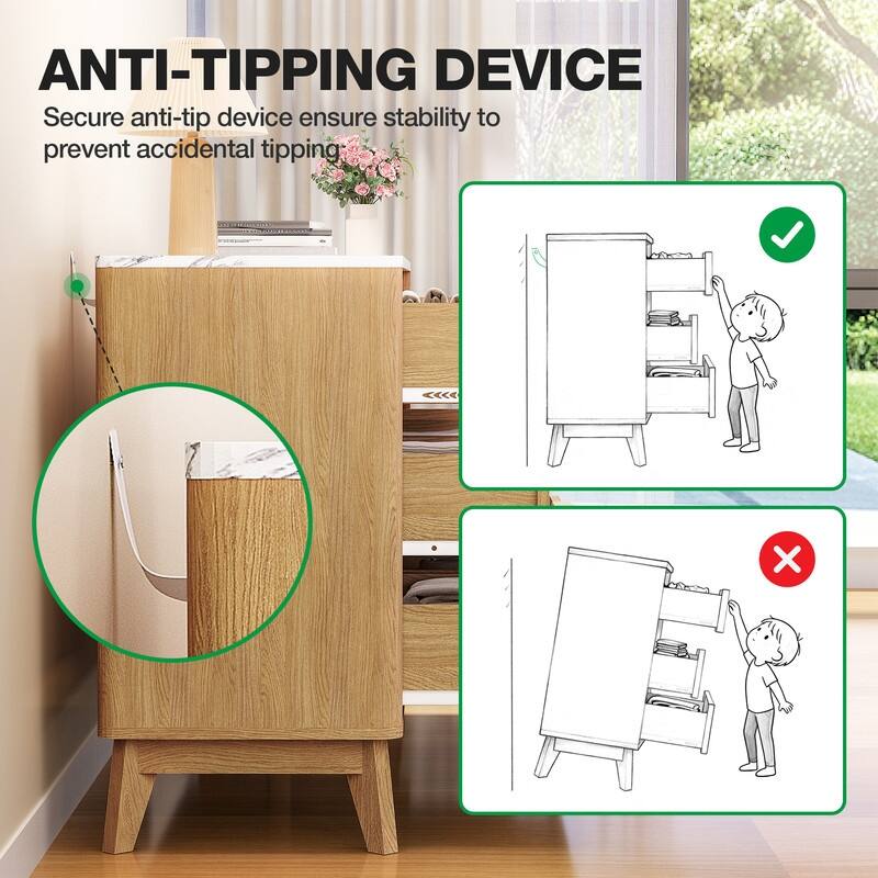 57" Wooden Buffet Cabinet With Faux Marble Top & Fluted Chest Of Drawers With Curved Edges