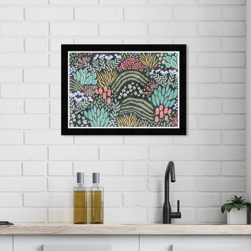 Wynwood Studio Nature Floral Path Framed Trendy Maximalist Decor 1 Piece Canvas Wall Art