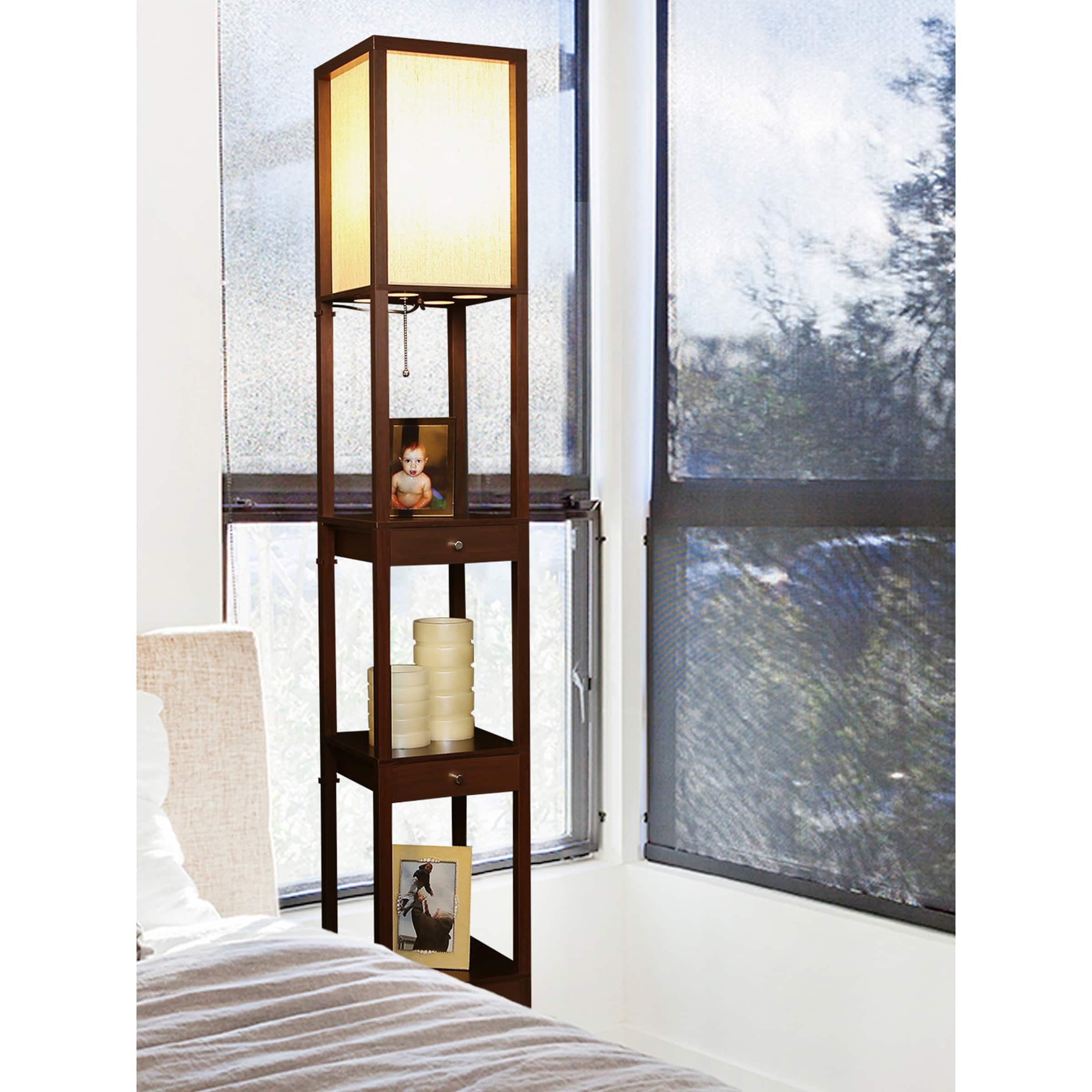 Brightech Maxwell Drawer LED Floor Lamp - Havana Brown - Bed Bath ...