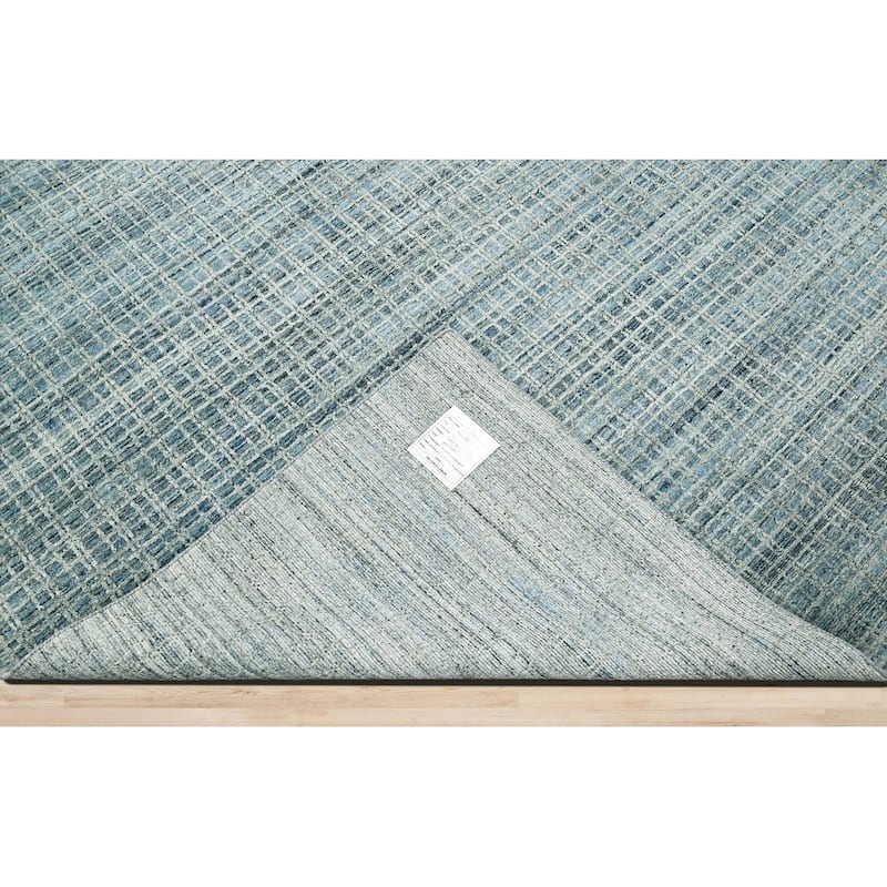 Hand Knotted Textured Aqua,Gray Tibetan Wool Modern Oriental Area Rug - 7' 11'' x 9' 11''
