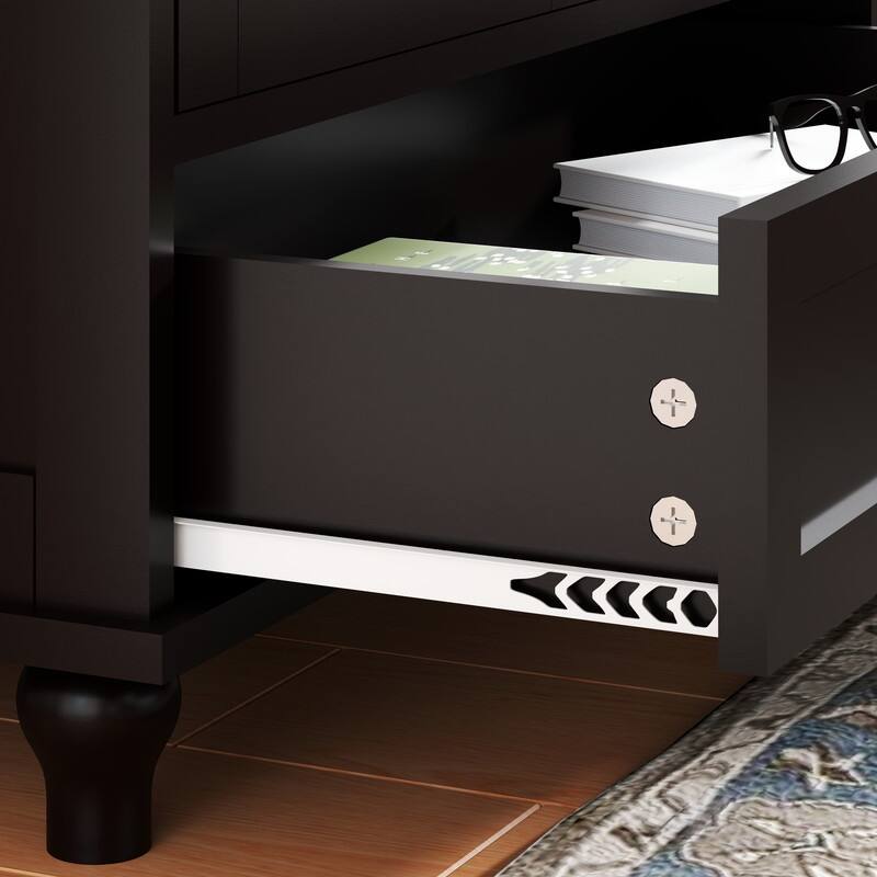 Modern Buffet Cabinet with Adjustable Shelves and Display Glass Doors for Versatile Living Room Storage
