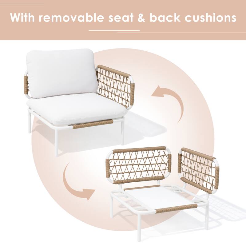 Outdoor Patio Sectional Sofa Set Cushioned Conversation Seating Set