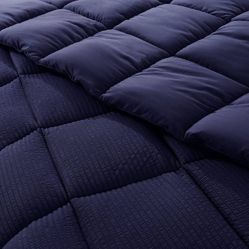 KASENTEX Winter Warmth Quilted Comforter, Cozy Soft Seersucker Textured, Down Alternative Fill