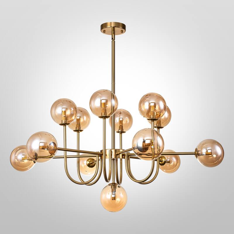 13-Light Mid-Century Modern Sputnik Cluster Pendant Lighting Magic Bean Glass Globe Bubble Chandelier