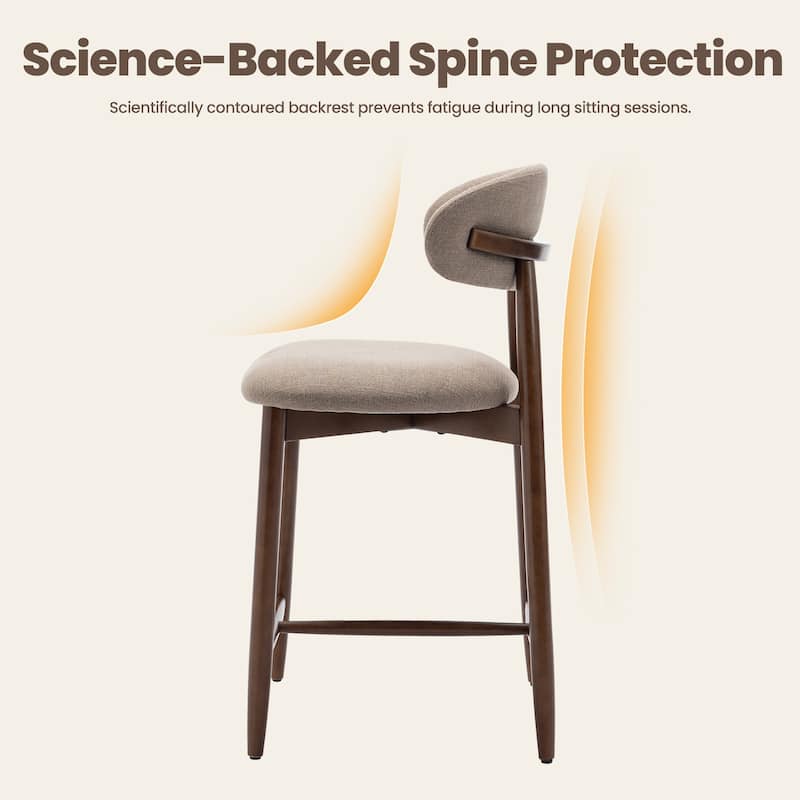 RENEWLINE Mid-Century Modern Upholstered Bar Stools with Backrest - Solid Wood Legs Counter Height Stools
