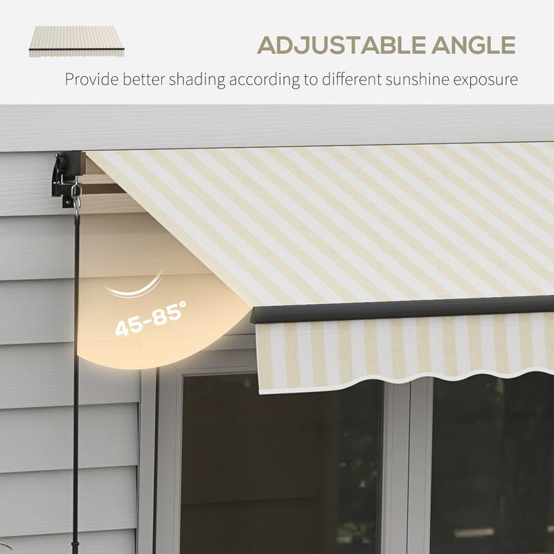 Outsunny 8' x 6.5' Retractable Awning, Patio Awning Sunshade Shelter with Manual Crank Handle