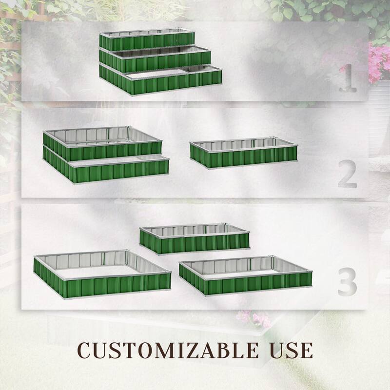 Outsunny 3-Tier Metal Raised Garden Bed, Elevated Outdoor Planter Box Kit for Vegetables, Herbs, and Flowers