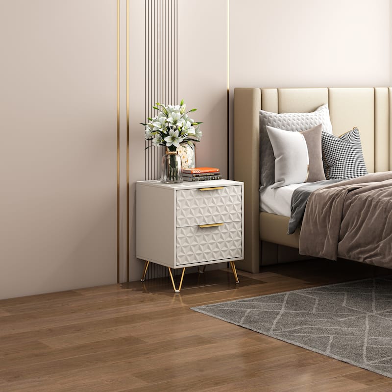 Set of 2 Nightstand Storage Cabinet with Drawers, File Cabinet Bedside Table Lamp Table Dressing Table