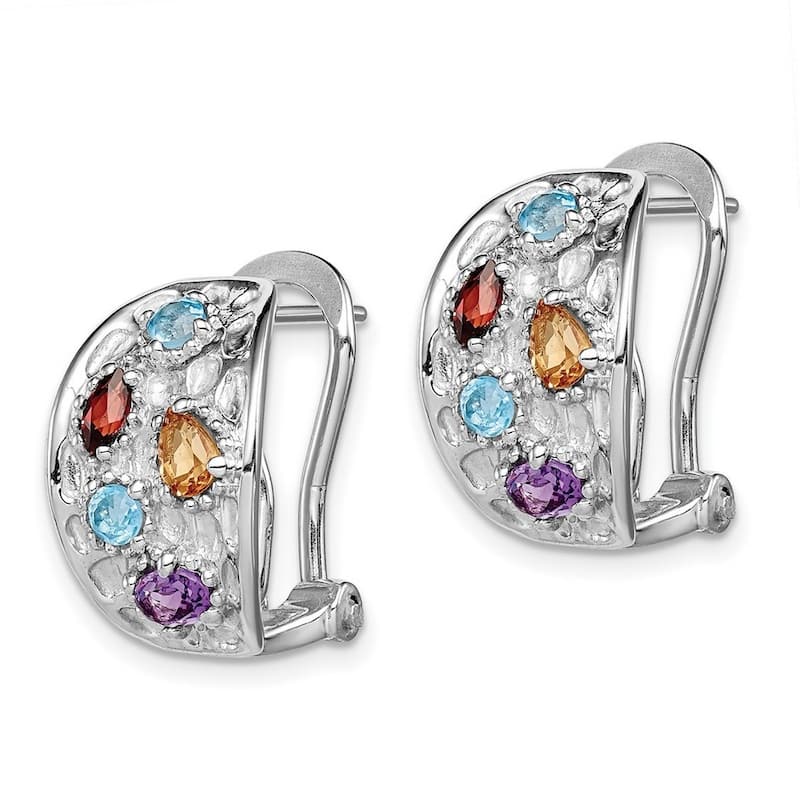 Curata 925 Sterling Silver Polished Rhodium Plated Am Bt Ga Cit Omega Back Earrings Measures 18x12mm Wide