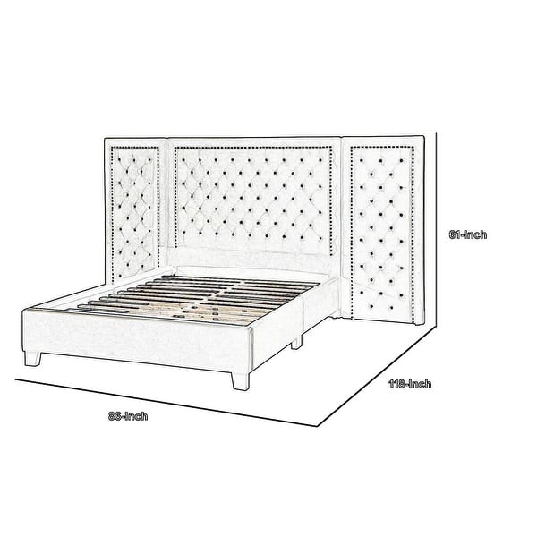 Cleo Queen Bed, Velvet, XL 3 Panel Tall Headboard, Crystal Tufted
