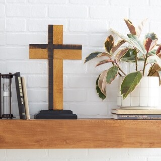 Brown Wood Industrial Sculpture Cross 21 x 12 x 4 - 12 x 4 x 21