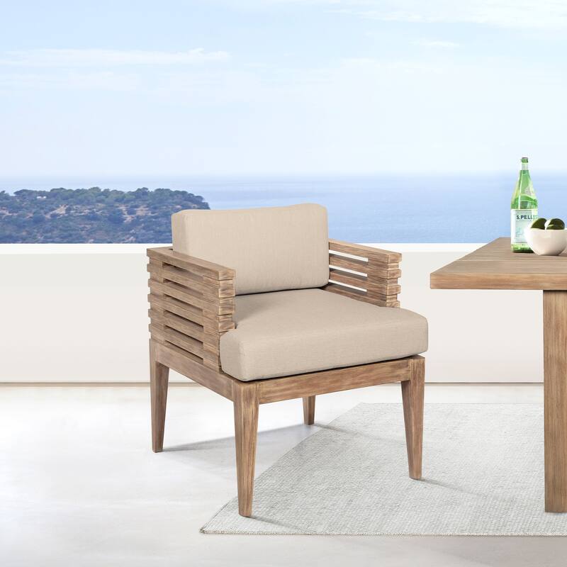 Vivid Outdoor Patio 7 Piece Dining Set in Eucalyptus Wood with Olefin Cushions