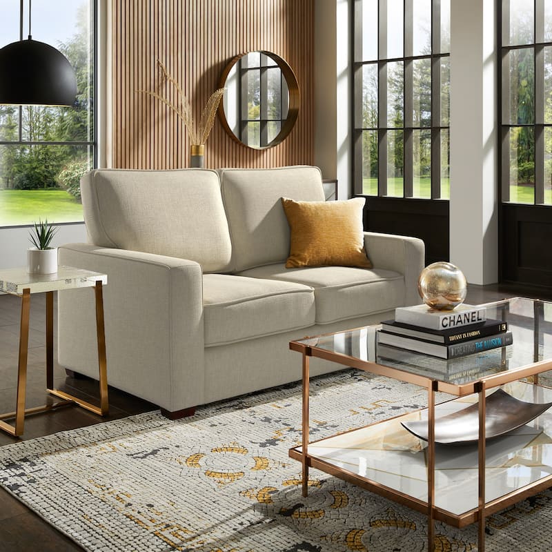 Roros Fabric Upholstered Square Arm Loveseat by iNSPIRE Q Classic