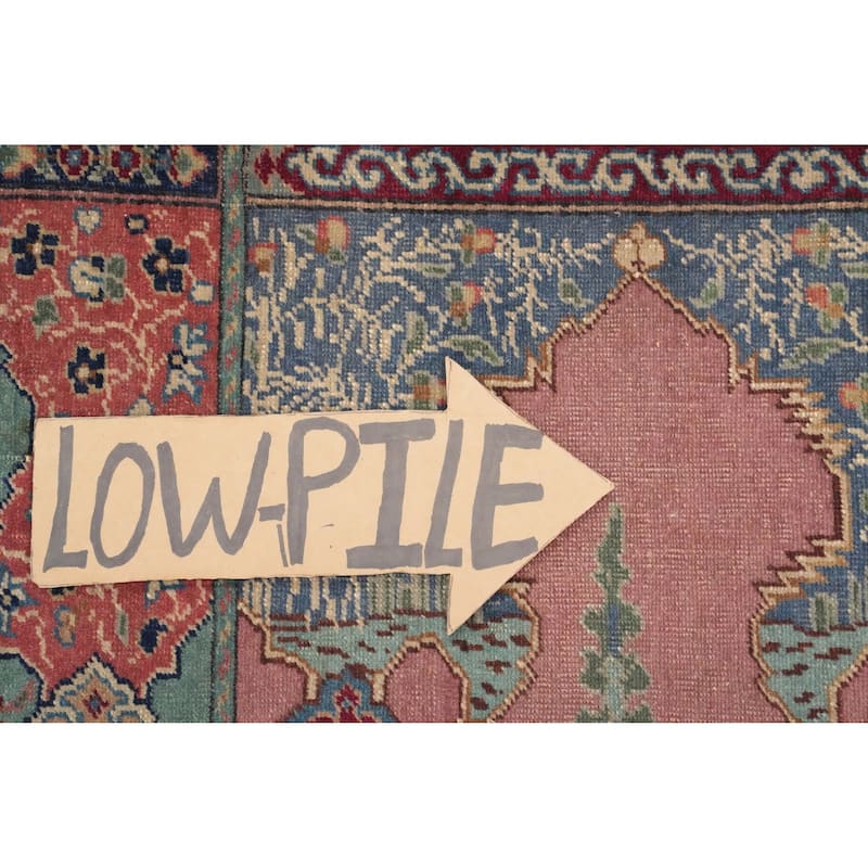 Hand Knotted Oriental 100% Wool Carpet Transitional Geometric Multi-Colored Anatolian Runner Rug - 9' 6'' X 3' 4''